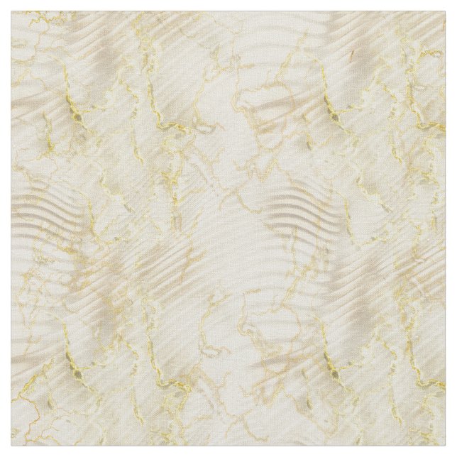 Elegantes Cream Ripple & Gold Stoff (Nahaufnahme)