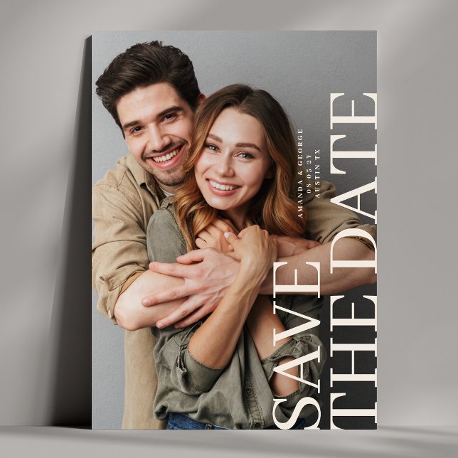 Elegantes Cream Script 2 Foto Hochzeit Save The Date (Von Creator hochgeladen)