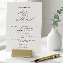 Elegantes Cream-Script Minimalistisches Eid-Lunch- Einladung