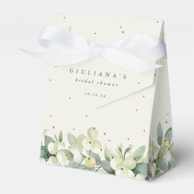 Elegantes Cream Snowberry+Eukalyptus-Brautparty Geschenkschachtel (Vorderseite)
