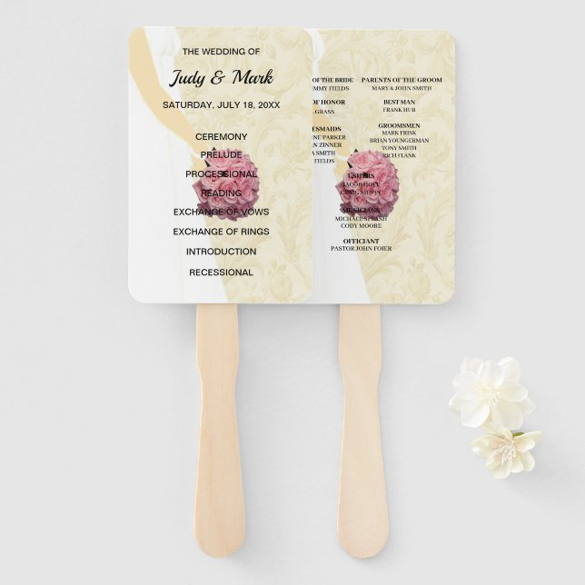 Elegantes Cream Wedding Gown Programm Fächer (Vorne und Hinten)
