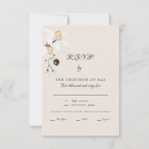 Elegantes Cream White Floral Dinner Script UAWG RSVP Karte
