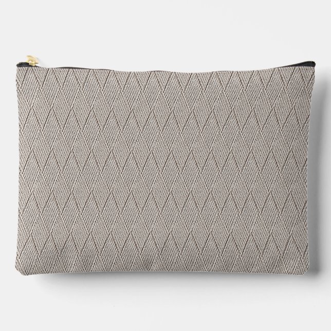 Elegantes Creme-Faux-Diamant-Strickmuster  Zubehörtasche (Vorderseite)
