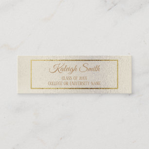 Elegantes Creme-Gold-Abschluss-Einlegeprofil Name Telefonnummerkarte