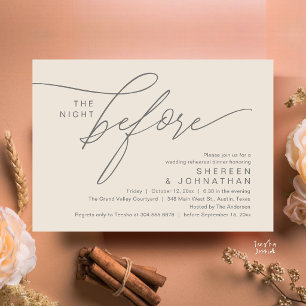 Elegantes Creme-Grau-Script-Probedinner für die Ho Einladung