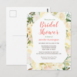 Elegantes Creme Rouge Pink Boho Brautparty Postkarte