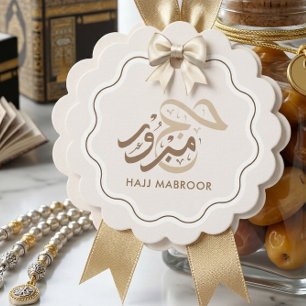 Elegantes Creme und Gold Hajj Mabroor mit gewellte Geschenkanhänger