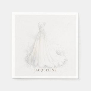 Elegantes cremefarbenes Brautkleid - Brautdusche Serviette