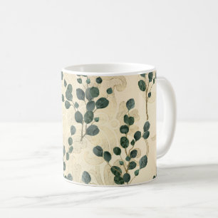 Elegantes cremefarbenes grünes skurriles Eukalyptu Kaffeetasse