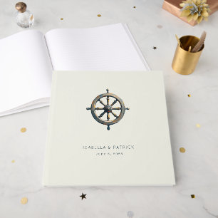 Elegantes cremefarbenes nautisches Steuerrad Gästebuch