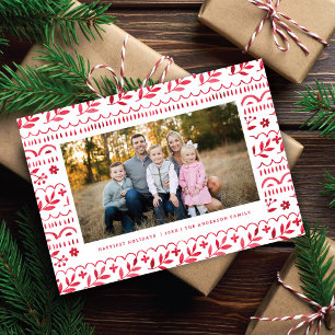 Elegantes Crimson Red Watercolor Weihnachts-Foto Feiertagskarte