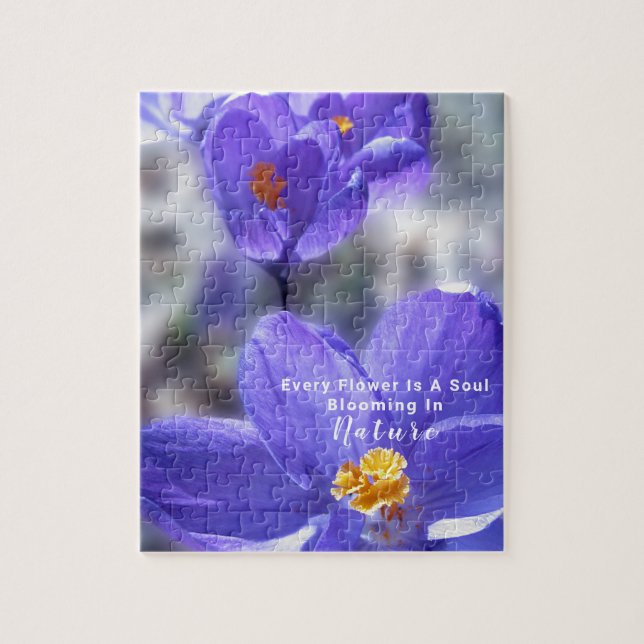 Elegantes Crocus Lila Foto Zitat Puzzle (Vertikal)