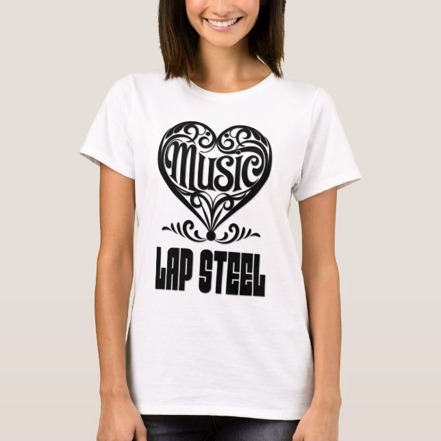 Elegantes Crolled Heart for Lap Steel Guitar Lover T-Shirt (Vorderseite)