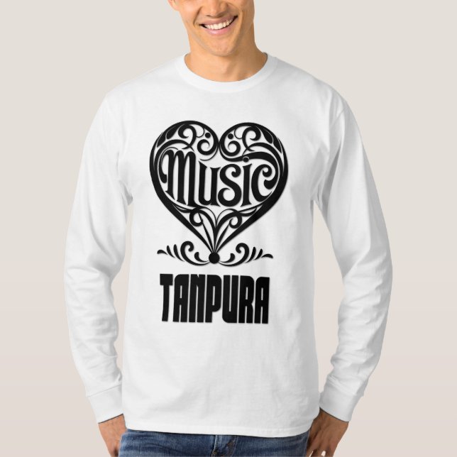 Elegantes Crolled Heart für Tanpura Liebhaber T-Shirt (Vorderseite)