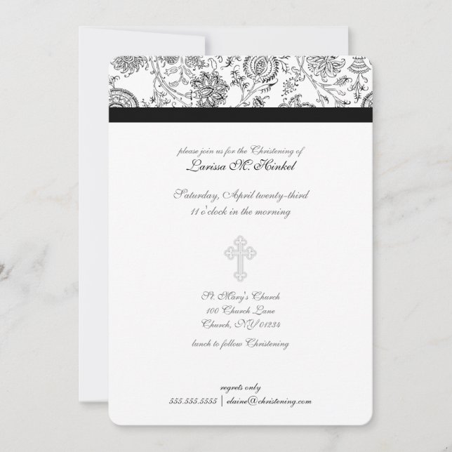 Elegantes Cross Christening Einladungen (Vorderseite)