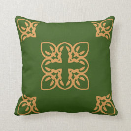 Elegantes Cross Damask Motif Green Gold Kissen