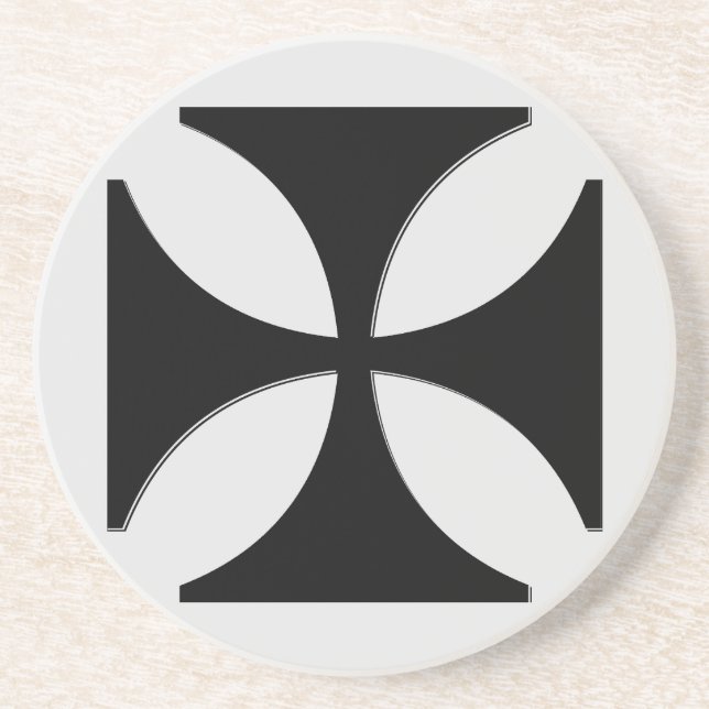 Elegantes Cross Pattee Black, Light Gray Getränkeuntersetzer (Vorne)
