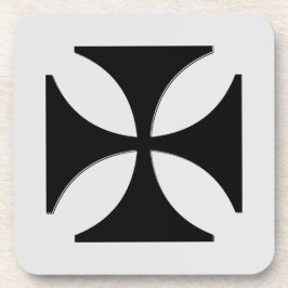 Elegantes Cross Pattee Black, Light Gray Getränkeuntersetzer