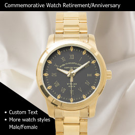 Elegantes Cross-Retirement Gedenkstein Black Gold Armbanduhr
