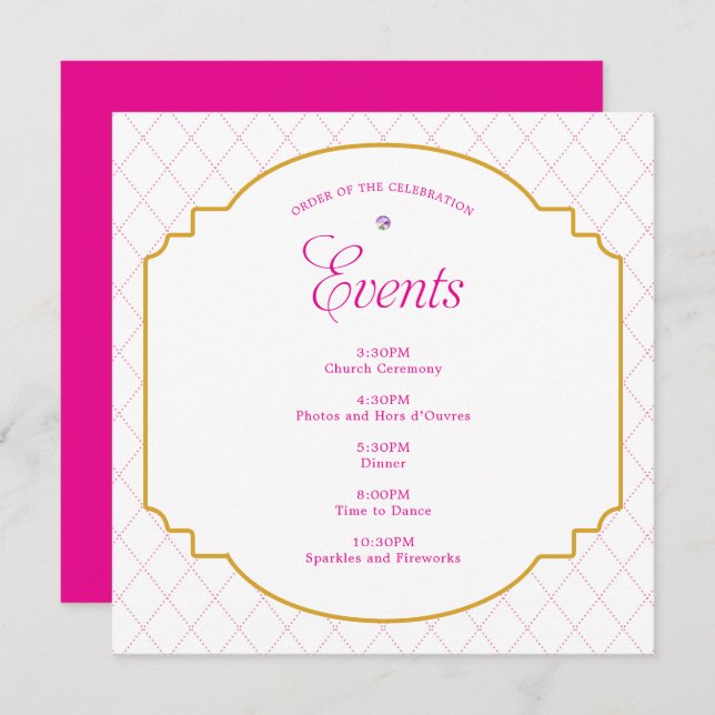 Elegantes Crystal Pink Gold Pattern Party Programm (Vorne/Hinten)