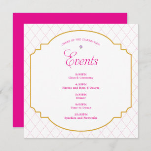 Elegantes Crystal Pink Gold Pattern Party Programm