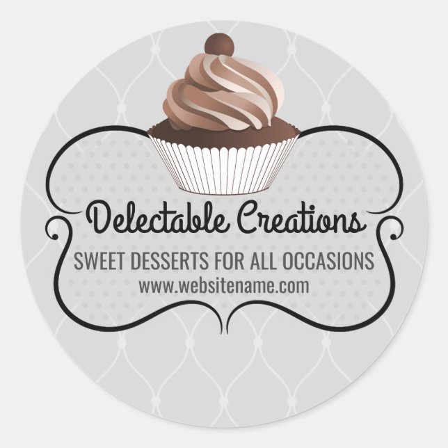 Elegantes Cupcake Bakery Box Siegel Runder Aufkleber (Vorderseite)