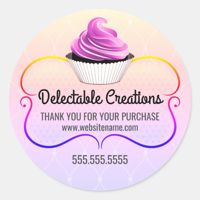 Elegantes Cupcake Bakery Box Siegel Runder Aufkleber (Vorderseite)