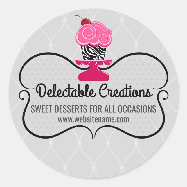Elegantes Cupcake Bakery Box Siegel Runder Aufkleber (Vorderseite)
