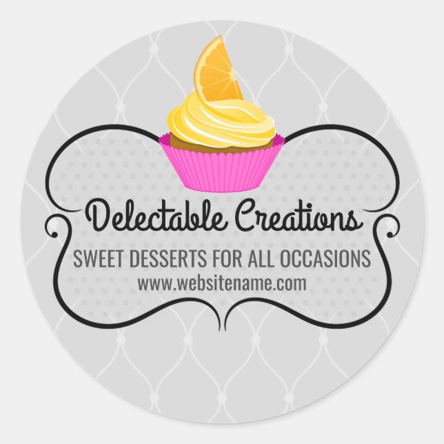 Elegantes Cupcake Bakery Box Siegel Runder Aufkleber (Vorderseite)