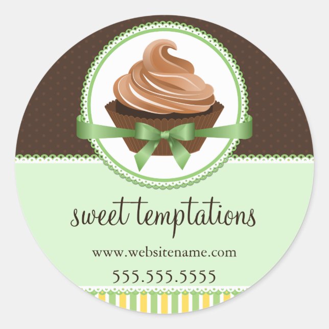 Elegantes Cupcake Mint Bäckerei Box Packung Siegel Runder Aufkleber (Vorderseite)