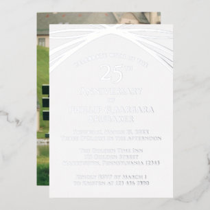 Elegantes Custom Foto 25. Hochzeitstag Folieneinladung