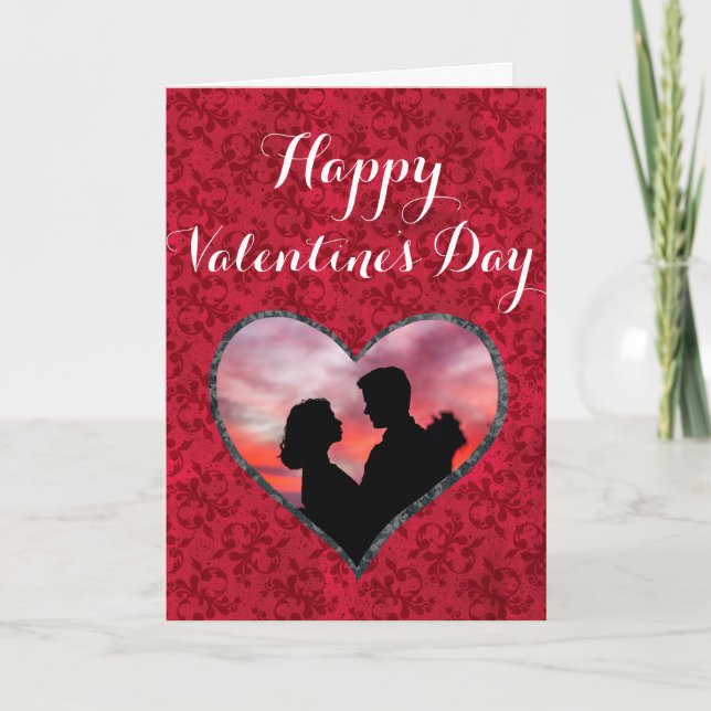 Elegantes Custom Foto Happy Valentine's Day Red Karte (Vorderseite)