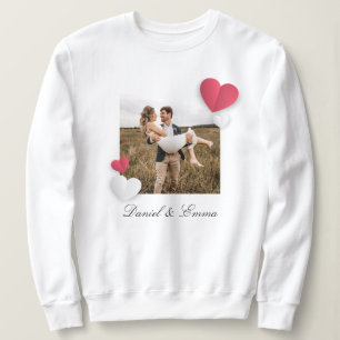 Elegantes Custom Foto Sweatshirt mit Namen Couple