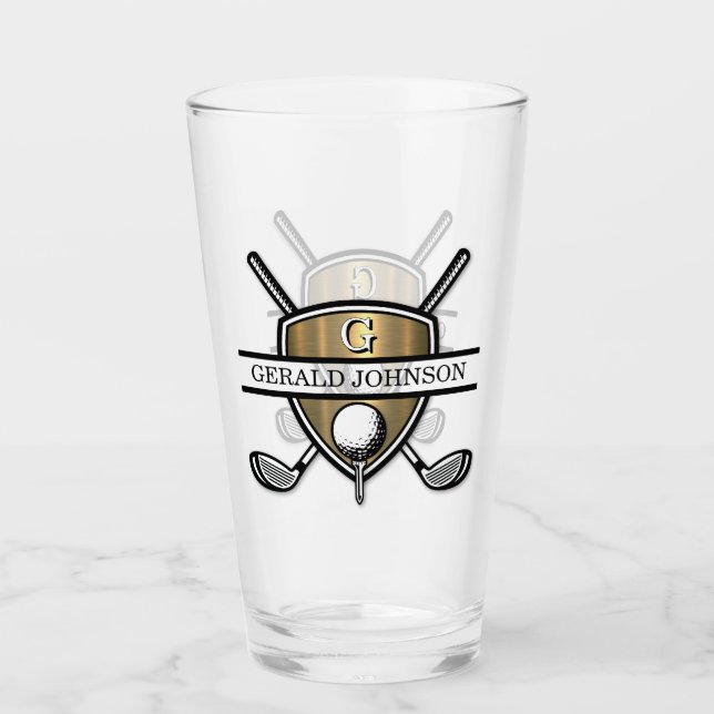 Elegantes Custom Golf Monogram Design Glas (Vorderseite)