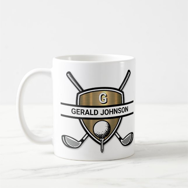 Elegantes Custom Golf Monogram Design Kaffeetasse (Links)