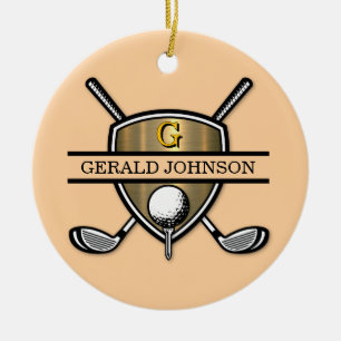 Elegantes Custom Golf Monogram Design Keramik Ornament