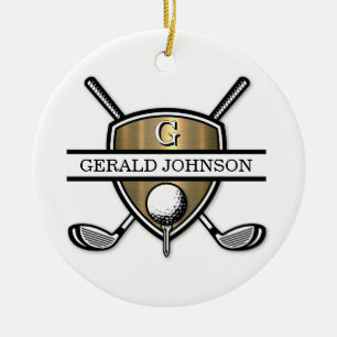 Elegantes Custom Golf Monogram Design Keramik Ornament