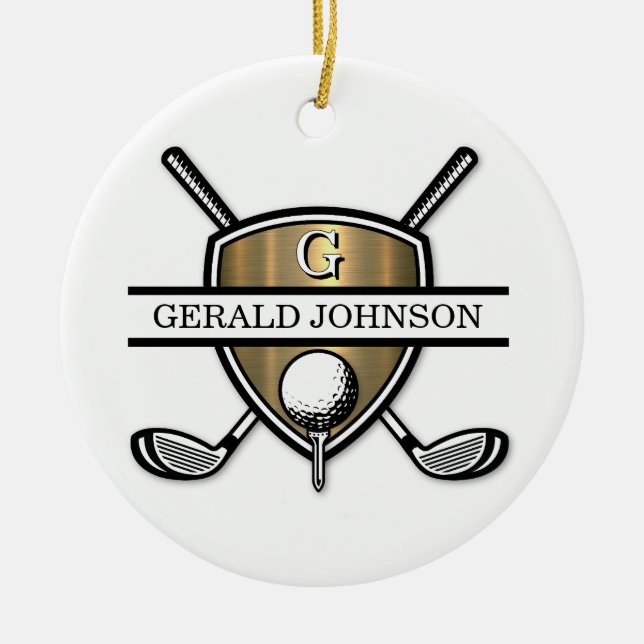 Elegantes Custom Golf Monogram Design Keramik Ornament (Vorne)