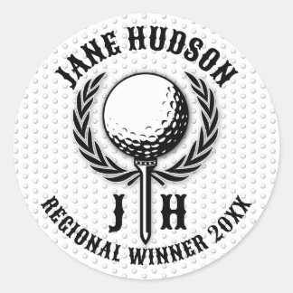 Elegantes Custom Golf Monogram Design Runder Aufkleber