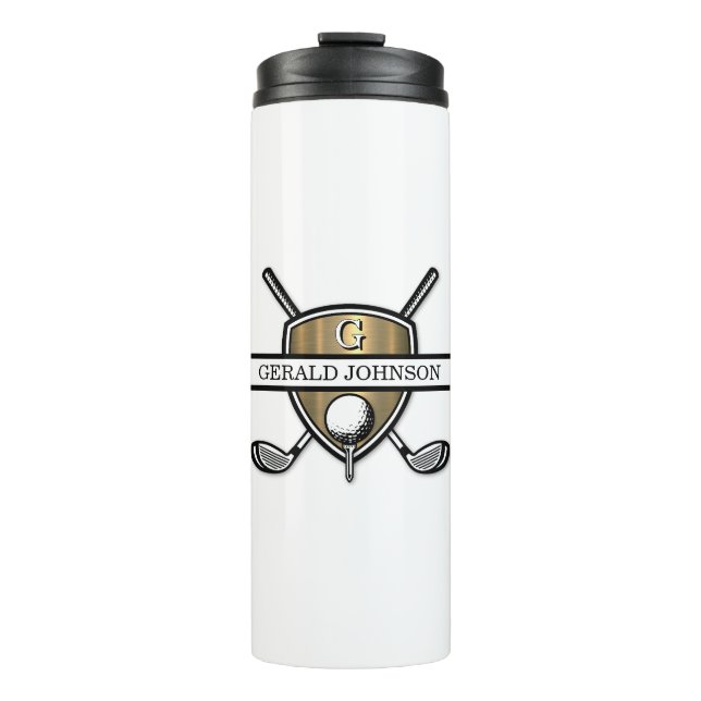 Elegantes Custom Golf Monogram Design Thermosbecher (Vorderseite)
