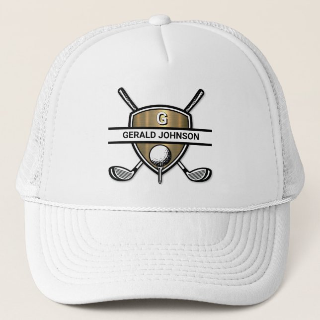 Elegantes Custom Golf Monogram Design Truckerkappe (Vorderseite)
