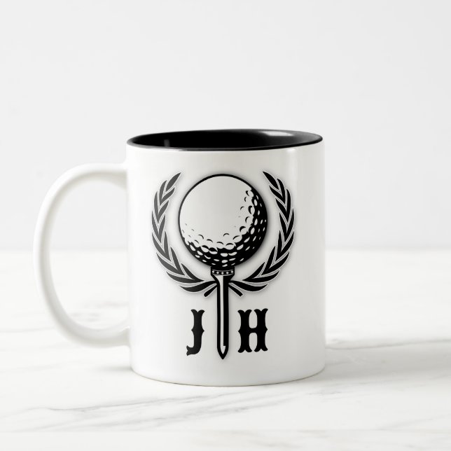 Elegantes Custom Golf Monogram Design Zweifarbige Tasse (Links)