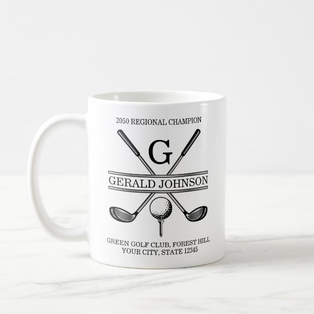 Elegantes Custom Golf Monogram Kaffeetasse (Links)