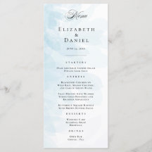 Elegantes Cyan Blue Watercolor Wedding Menu