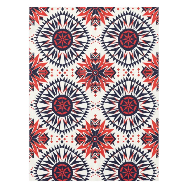 Elegantes Cyan "Cosmic Interlock" Cotton Tableclot Tischdecke (Vorderseite)