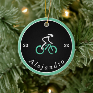 Elegantes Cyclist-Logo - Thema Fahrradname Jahr Keramik Ornament
