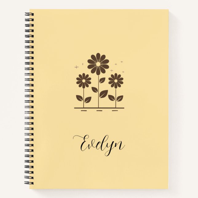 Elegantes Daisy Design - Minimalistische Blumen Notizbuch (Vorderseite)