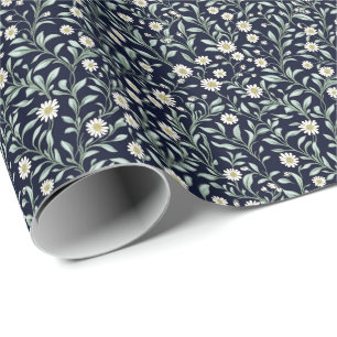 Elegantes Daisy Floral Muster auf dunklem Hintergr Geschenkpapier