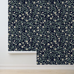 Elegantes Daisy Floral Muster auf dunklem Hintergr Tapete