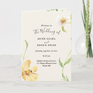 Elegantes Daisy Folded Wedding Programm